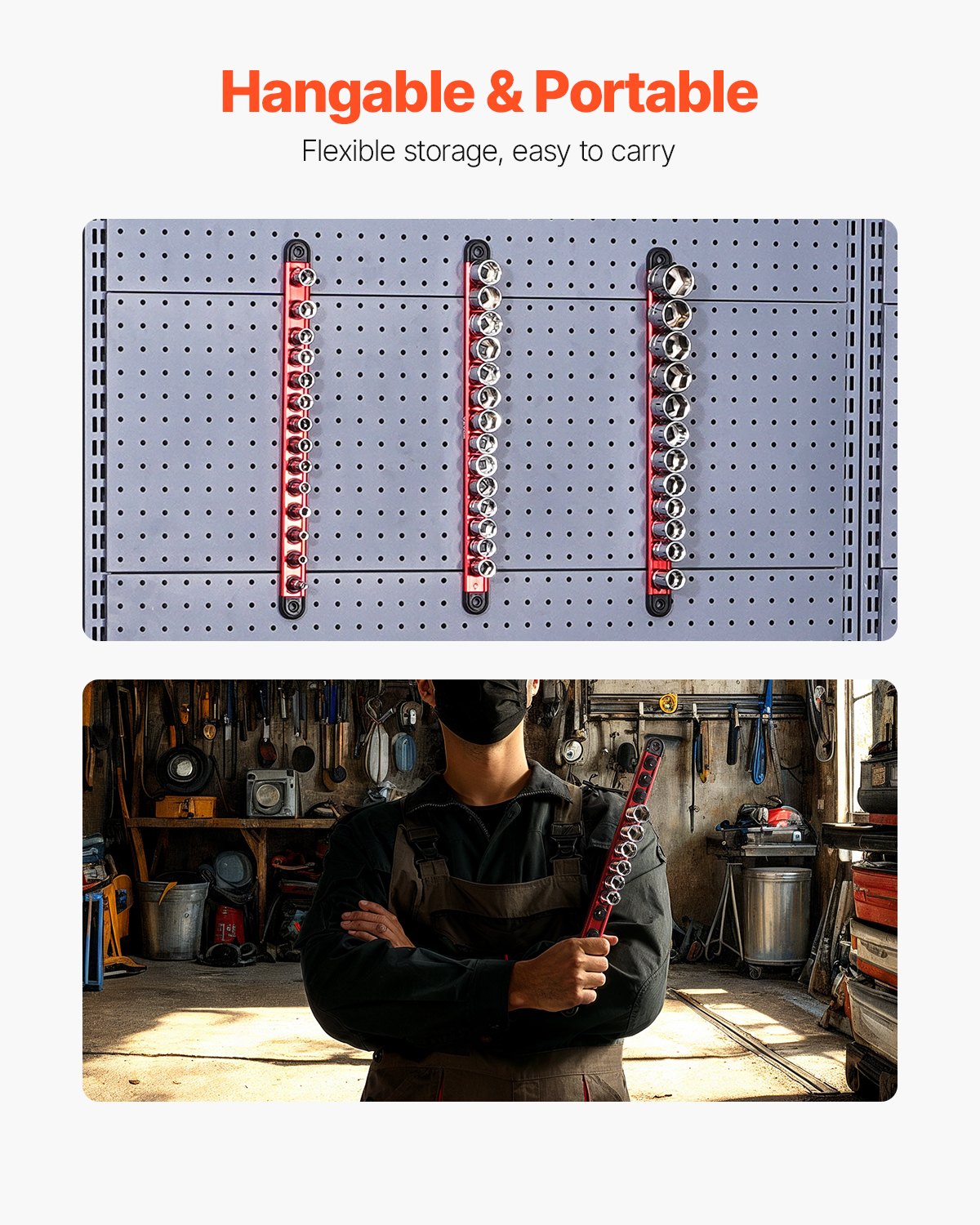 Socket Organizer Rail Set, 3PCS Metric & SAE Aluminum Socket Organizers, 1/4'', 3/8'' & 1/2'' Heavy-Duty V952-TTJGDSHH3JTC5JFN1V0