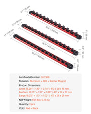 Socket Organizer Rail Set, 3PCS Metric & SAE Aluminum Socket Organizers, 1/4'', 3/8'' & 1/2'' Heavy-Duty V952-TTJGDSHH3JTC5JFN1V0