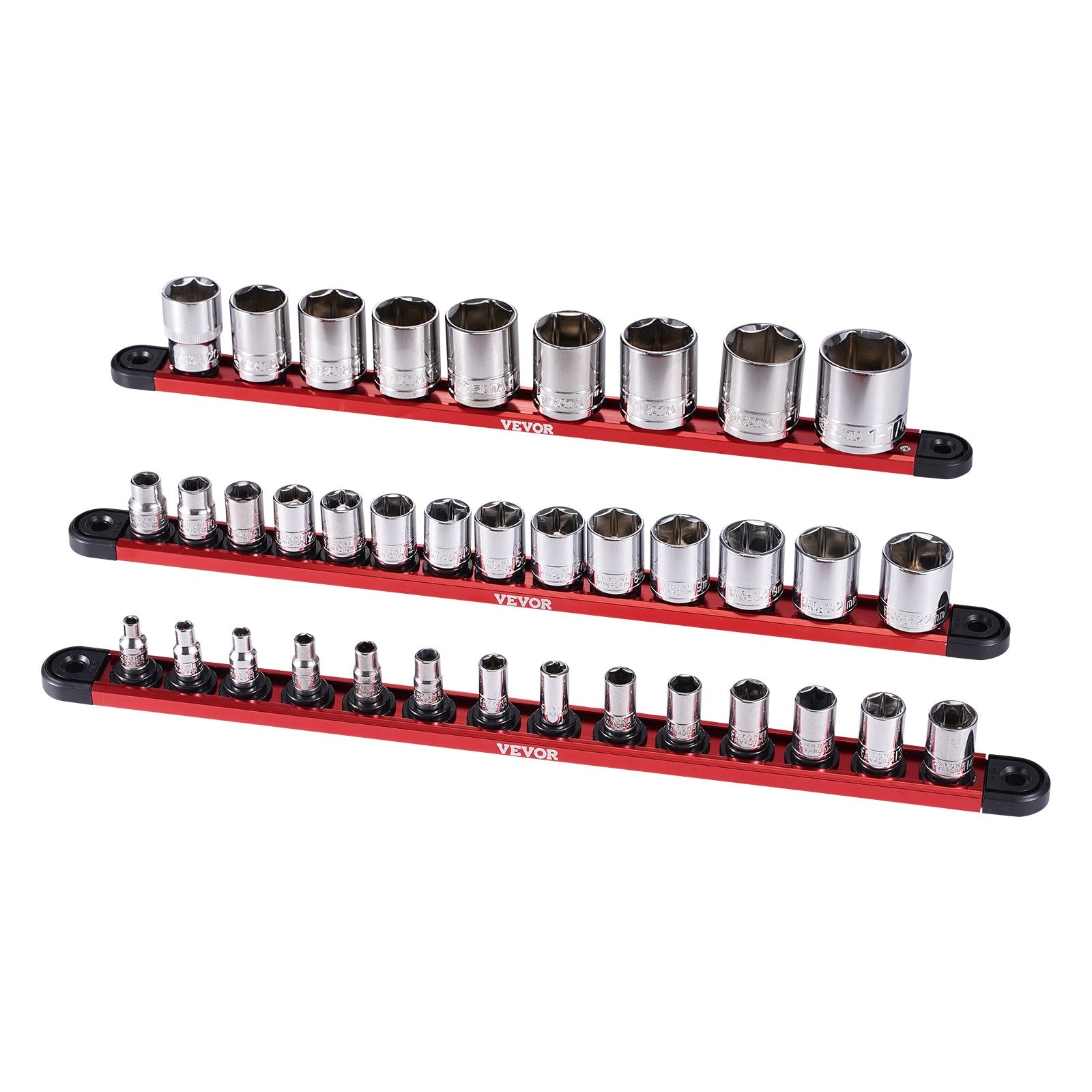 Socket Organizer Rail Set, 3PCS Metric & SAE Aluminum Socket Organizers, 1/4'', 3/8'' & 1/2'' Heavy-Duty V952-TTJGDSHH3JTC5JFN1V0