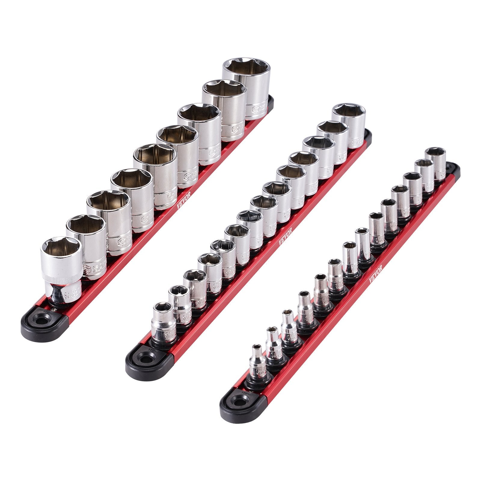 Socket Organizer Rail Set, 3PCS Metric & SAE Aluminum Socket Organizers, 1/4'', 3/8'' & 1/2'' Heavy-Duty V952-TTJGDSHH3JTC5JFN1V0