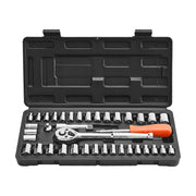 Socket Set, 39 Pieces, 9.5 & 6.4 mm Drive Socket and Ratchet Set, SAE and Metric Size, Mechanic Tool Kit with V952-TTJLBSZJTTJLESFRV001V0