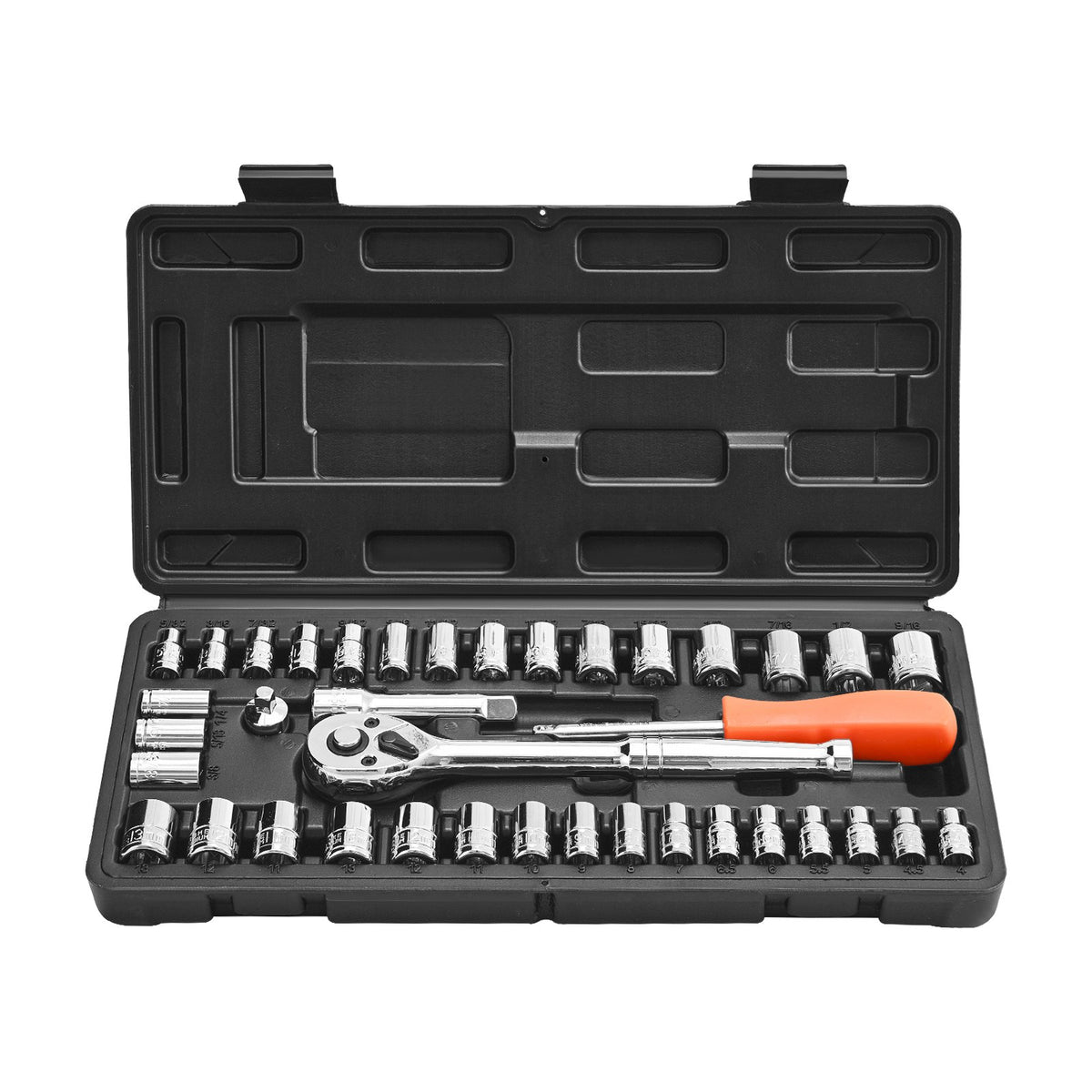 Socket Set, 39 Pieces, 9.5 & 6.4 mm Drive Socket and Ratchet Set, SAE and Metric Size, Mechanic Tool Kit with V952-TTJLBSZJTTJLESFRV001V0