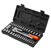 Socket Set, 39 Pieces, 9.5 & 6.4 mm Drive Socket and Ratchet Set, SAE and Metric Size, Mechanic Tool Kit with V952-TTJLBSZJTTJLESFRV001V0