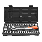 Socket Set, 39 Pieces, 9.5 & 6.4 mm Drive Socket and Ratchet Set, SAE and Metric Size, Mechanic Tool Kit with V952-TTJLBSZJTTJLESFRV001V0