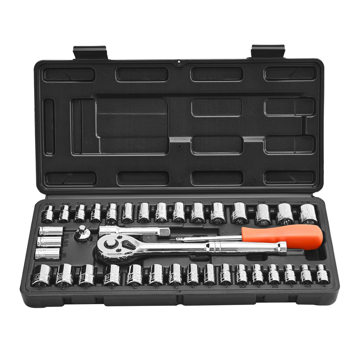 Socket Set, 39 Pieces, 9.5 & 6.4 mm Drive Socket and Ratchet Set, SAE and Metric Size, Mechanic Tool Kit with V952-TTJLBSZJTTJLESFRV001V0
