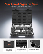 Socket Set, 69 Pieces, 9.5 & 6.4 mm Drive Socket and Ratchet Set, SAE and Metric, Deep and Standard, Mechanic V952-TTJLBSZJTTJLJ85A3001V0