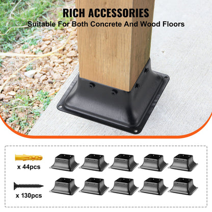 101.6x101.6mm Post Base 10Pcs, Internal 91x91mm Heavy Duty Powder-Coated Steel Post Bracket Fit for Standard V952-TTLZDZTG44YC80XUOV0