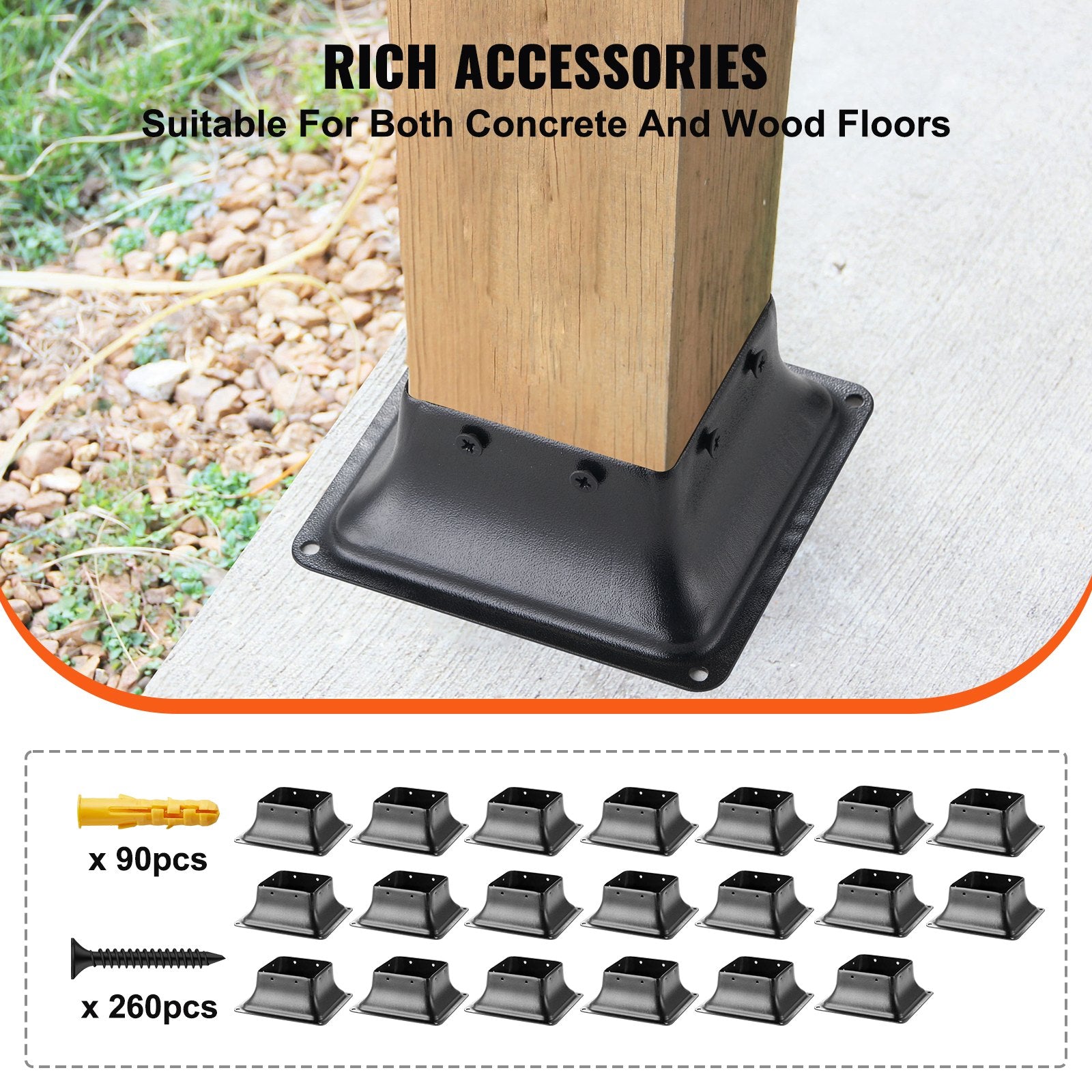 101.6x101.6mm Post Base 20Pcs, Internal 91x91mm Heavy Duty Powder-Coated Steel Post Bracket Fit for Standard V952-TTLZDZTG44YCLG0RVV0