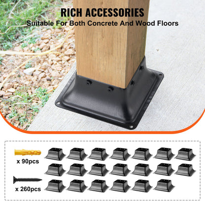 101.6x101.6mm Post Base 20Pcs, Internal 91x91mm Heavy Duty Powder-Coated Steel Post Bracket Fit for Standard V952-TTLZDZTG44YCLG0RVV0