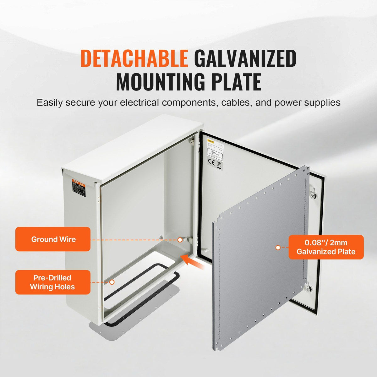 Electrical Enclosure, 24\'\' x 24\'\' x 8\'\', UL Certified NEMA 4 Outdoor Enclosure, IP65 Waterproof & V952-TUL60X60X20CMW0NQV0