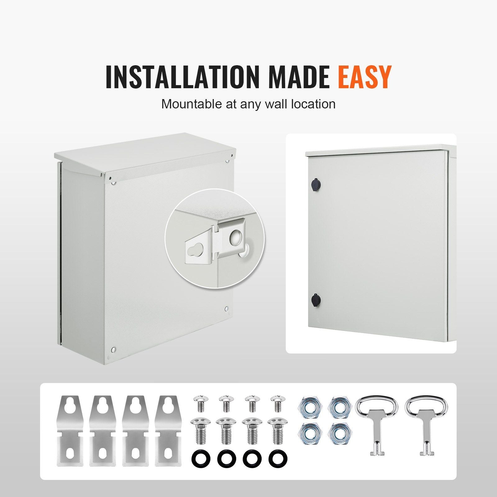 Electrical Enclosure, 24\'\' x 24\'\' x 8\'\', UL Certified NEMA 4 Outdoor Enclosure, IP65 Waterproof & V952-TUL60X60X20CMW0NQV0