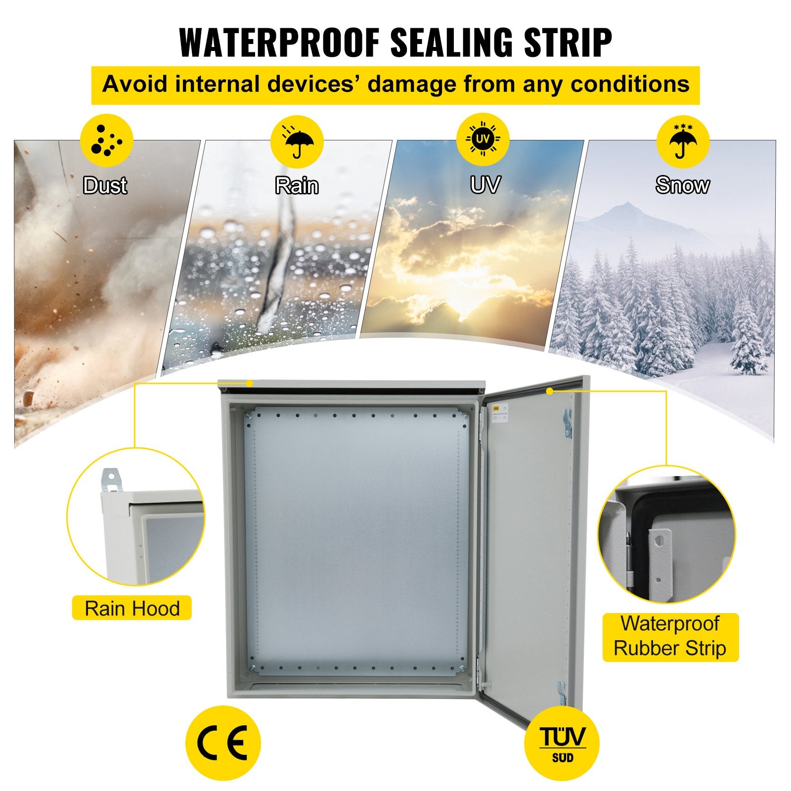 Electrical Steel Enclosure Box NEMA 4 Outdoor Enclosure 24 x 24 x 12'' UL V952-TUL60X60X30CMB2JPV0