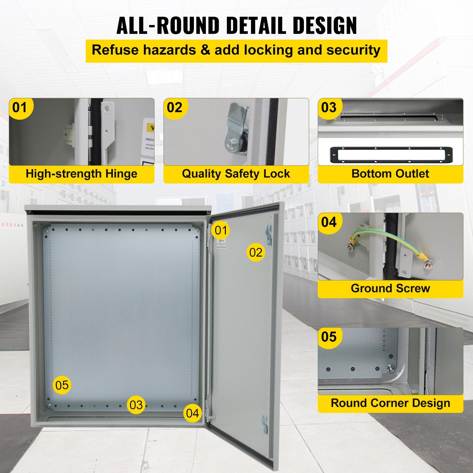 Electrical Steel Enclosure Box NEMA 4 Outdoor Enclosure 24 x 24 x 12'' UL V952-TUL60X60X30CMB2JPV0