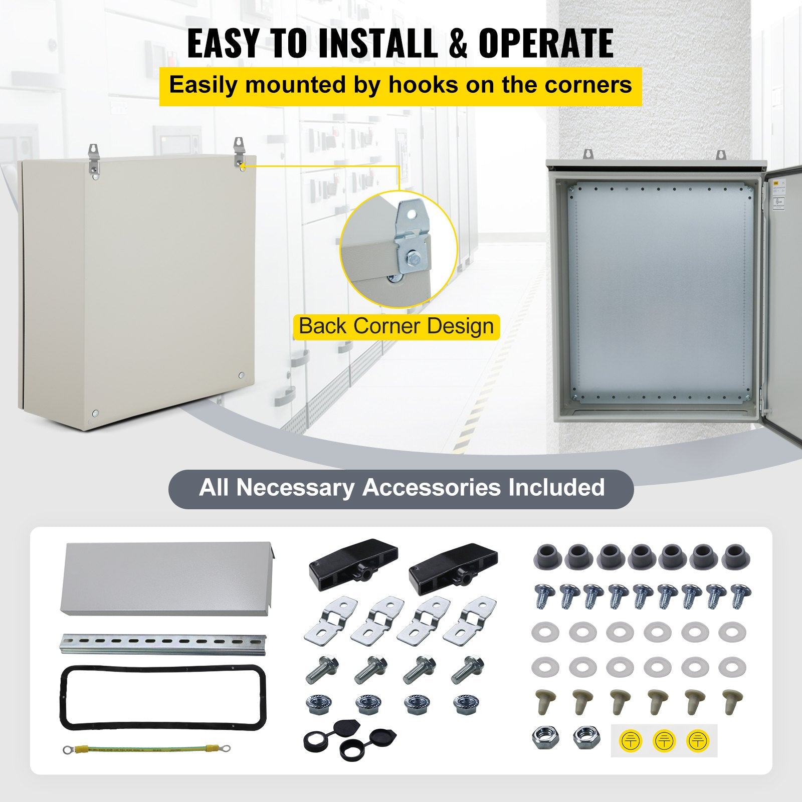 Electrical Steel Enclosure Box NEMA 4 Outdoor Enclosure 24 x 24 x 12'' UL V952-TUL60X60X30CMB2JPV0