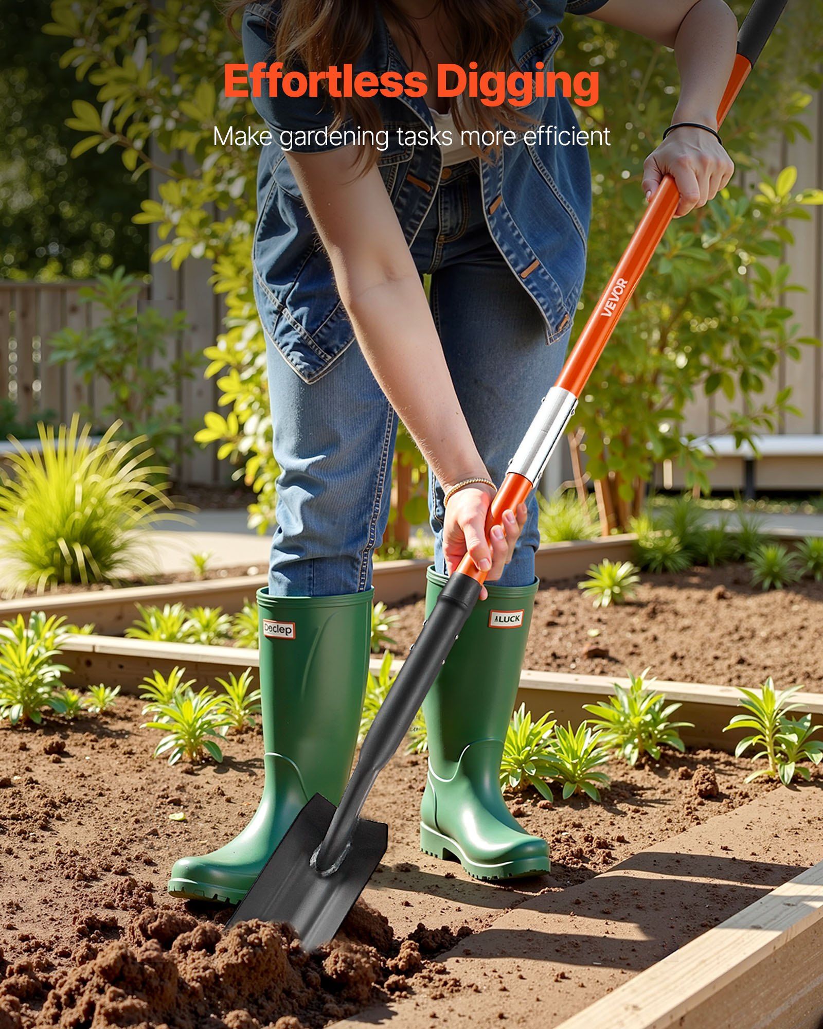 Trench Shovel, 10.4 cm Blade Heavy-Duty Trenching Shovel, Narrow Spade Trench Digger with Fiberglass Handle V952-TXBCZXBS56INV83HO001V0