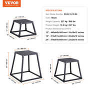 Plyometric Jump Boxes, 12/18/24 Inch Plyo Box, Platform and Jumping Agility Box, Anti-Slip Fitness Exercise V952-TXTD12YC18YC09SXRV0