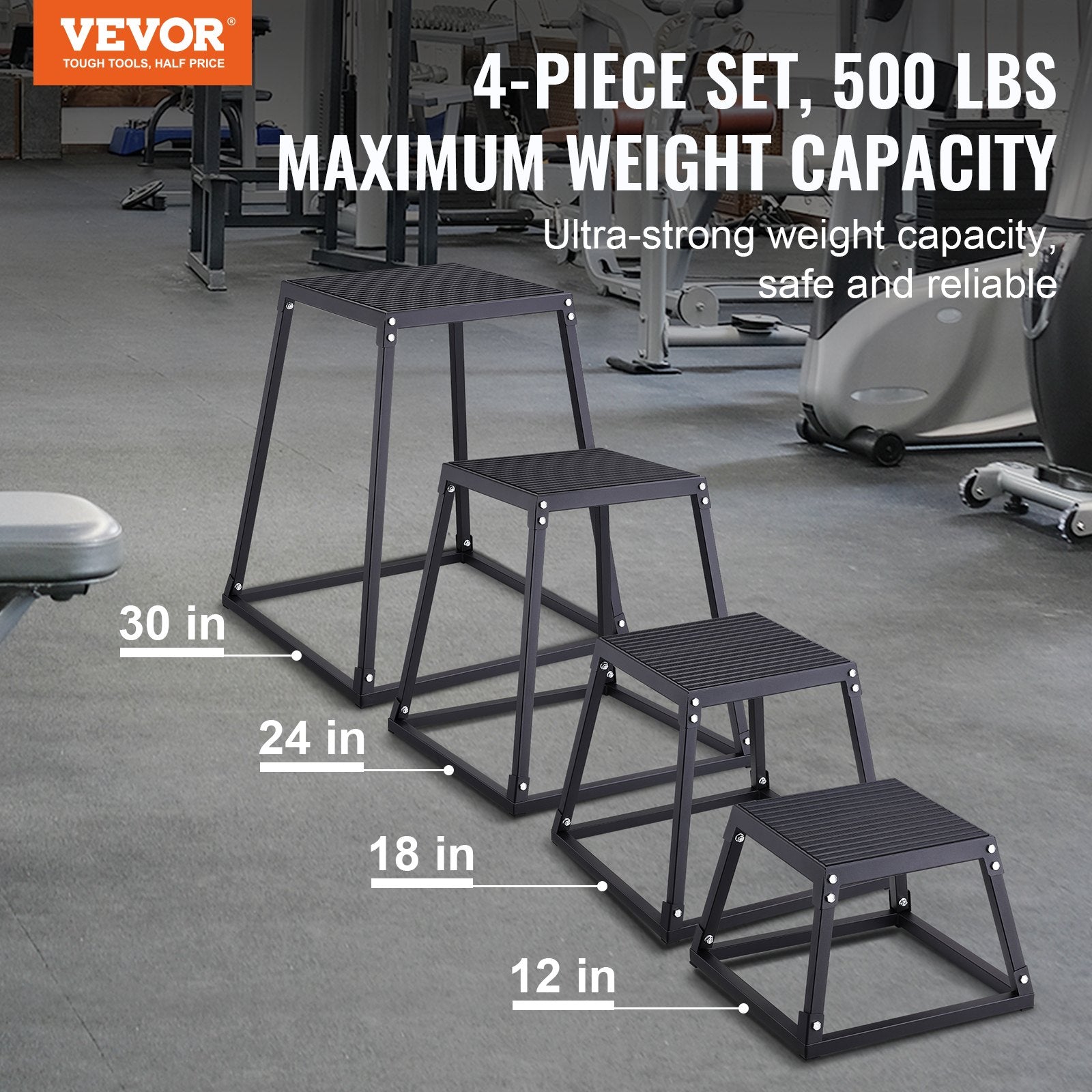 Plyometric Jump Boxes, 12/18/24/30 Inch Plyo Box, Platform and Jumping Agility Box, Anti-Slip Fitness V952-TXTD12YC18YCO57NNV0