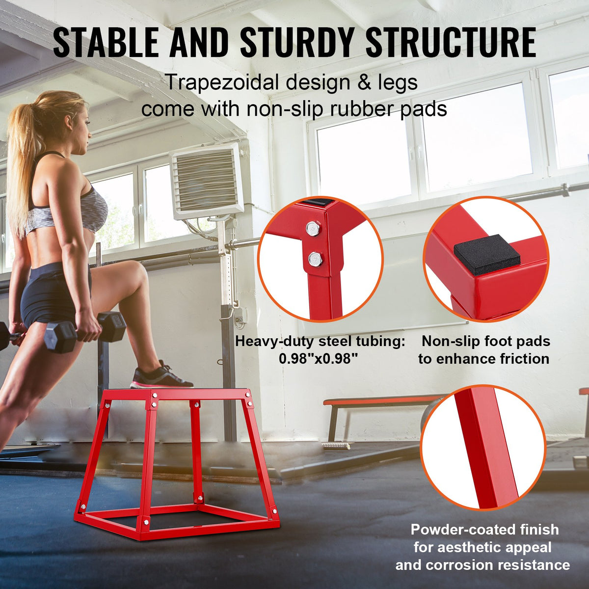 Plyometric Jump Boxes, 12/18/24 Inch Plyo Box, Platform and Jumping Agility Box, Anti-Slip Fitness Exercise V952-TXTD12YC18YCTKAZTV0