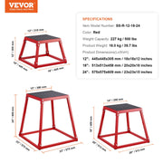 Plyometric Jump Boxes, 12/18/24 Inch Plyo Box, Platform and Jumping Agility Box, Anti-Slip Fitness Exercise V952-TXTD12YC18YCTKAZTV0