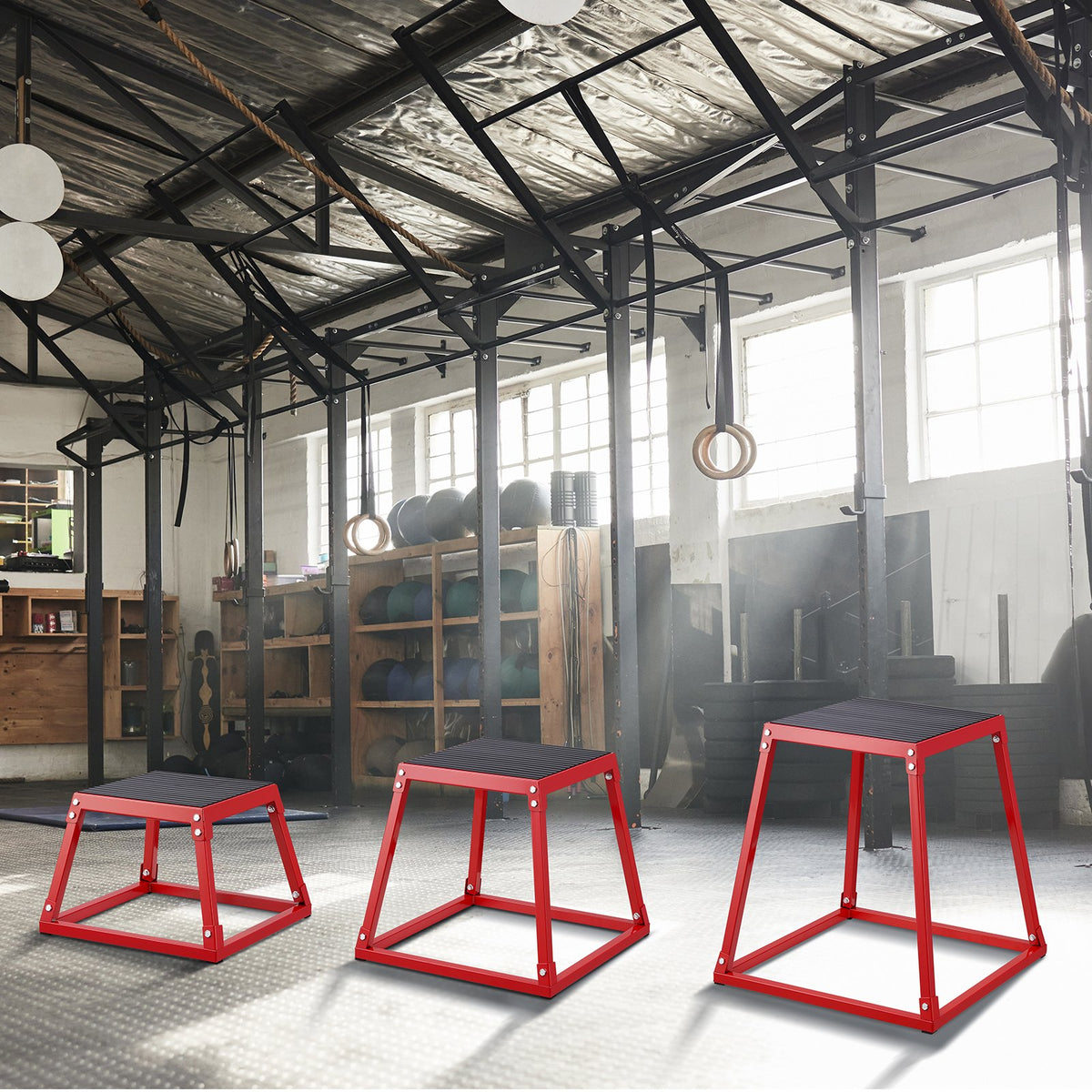 Plyometric Jump Boxes, 12/18/24 Inch Plyo Box, Platform and Jumping Agility Box, Anti-Slip Fitness Exercise V952-TXTD12YC18YCTKAZTV0