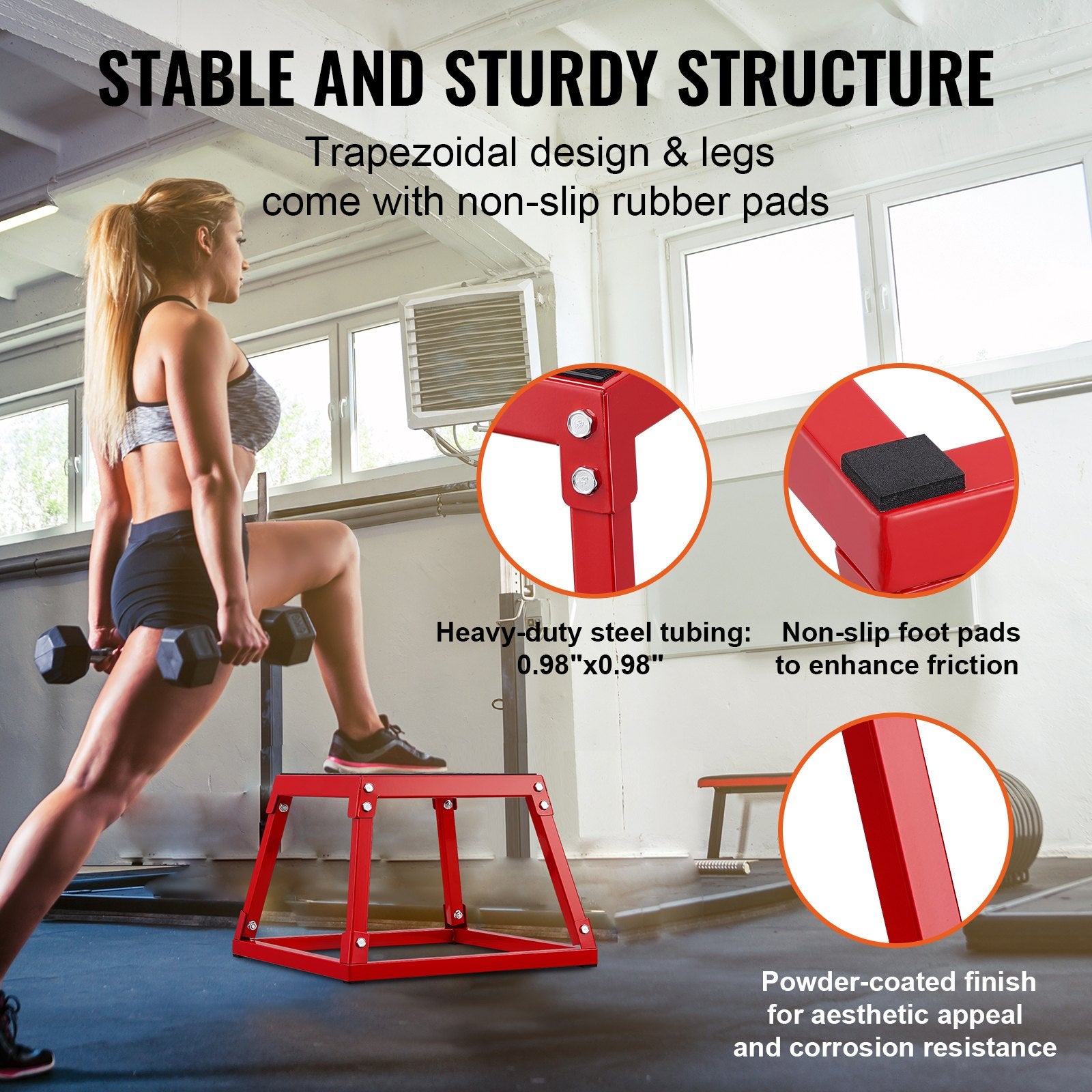 Plyometric Jump Box, 12 Inch Plyo Box, Steel Plyometric Platform and Jumping Agility Box, Anti-Slip Fitness V952-TXTD12YCGTHSLFMPHV0