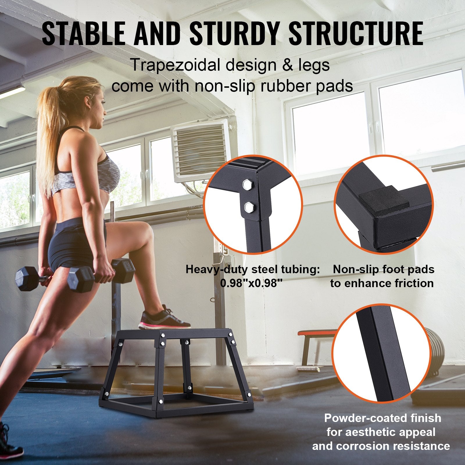 Plyometric Jump Box, 12 Inch Plyo Box, Steel Plyometric Platform and Jumping Agility Box, Anti-Slip Fitness V952-TXTD12YCGTHSPEBZRV0