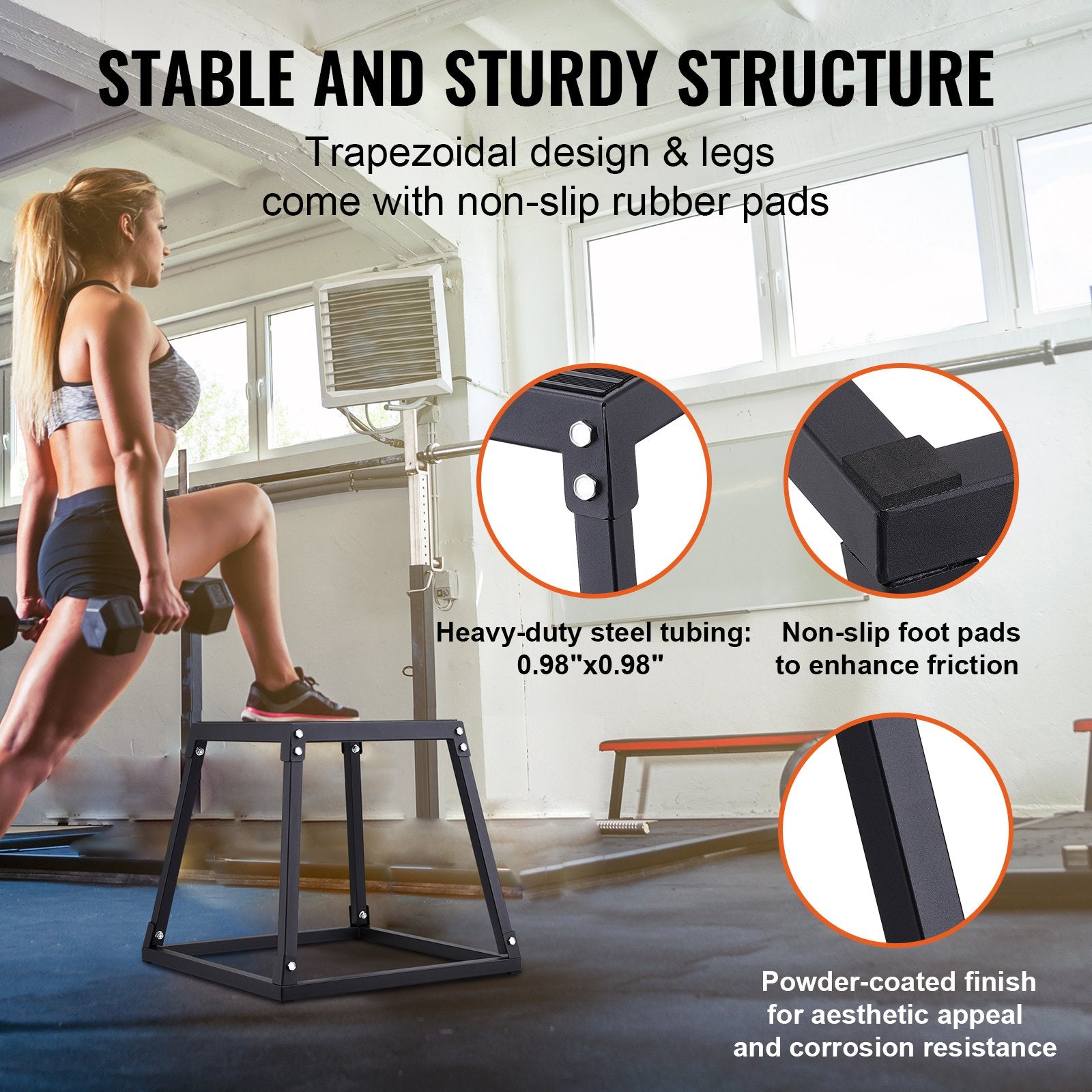 Plyometric Jump Box, 18 Inch Plyo Box, Steel Plyometric Platform and Jumping Agility Box, Anti-Slip Fitness V952-TXTD18YCGTHS557XIV0
