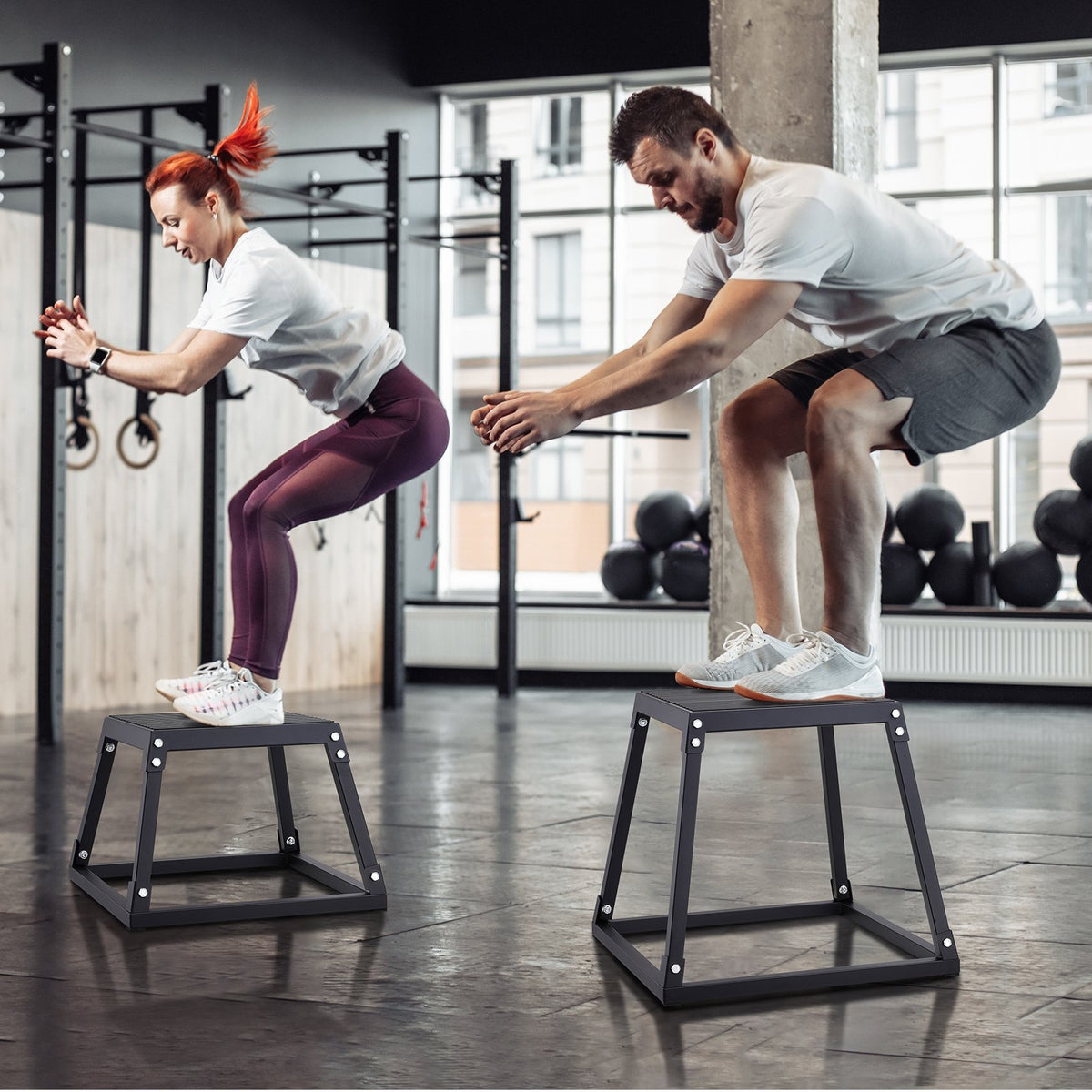 Plyometric Jump Box, 18 Inch Plyo Box, Steel Plyometric Platform and Jumping Agility Box, Anti-Slip Fitness V952-TXTD18YCGTHS557XIV0