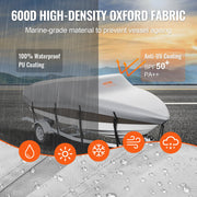 Boat Cover 600D Waterproof 16-18.5 ft Boat Cover V-Hull Tri-Hull Runabout V952-TYCZ600D1618F6PXLV0