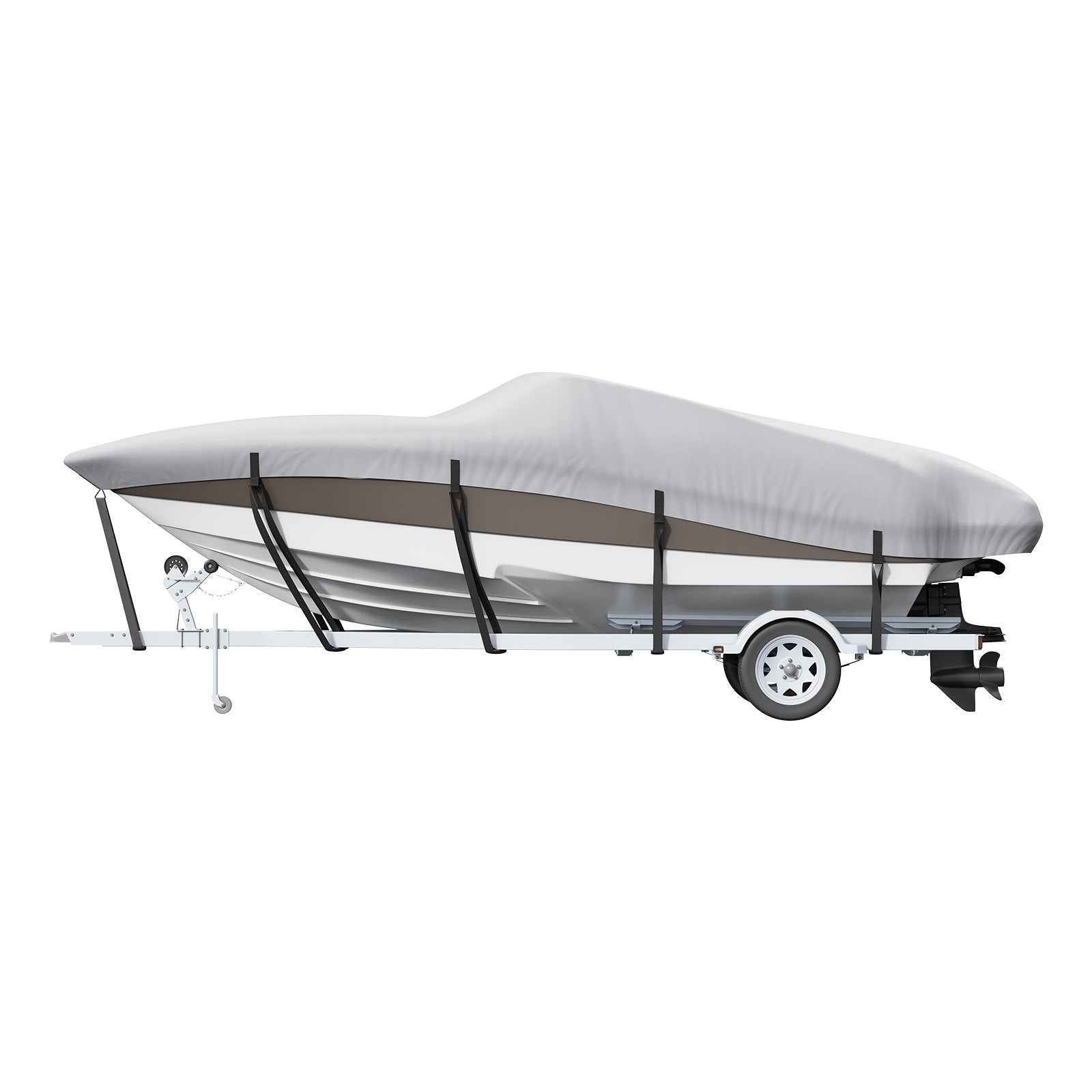 Boat Cover 600D Waterproof 16-18.5 ft Boat Cover V-Hull Tri-Hull Runabout V952-TYCZ600D1618F6PXLV0
