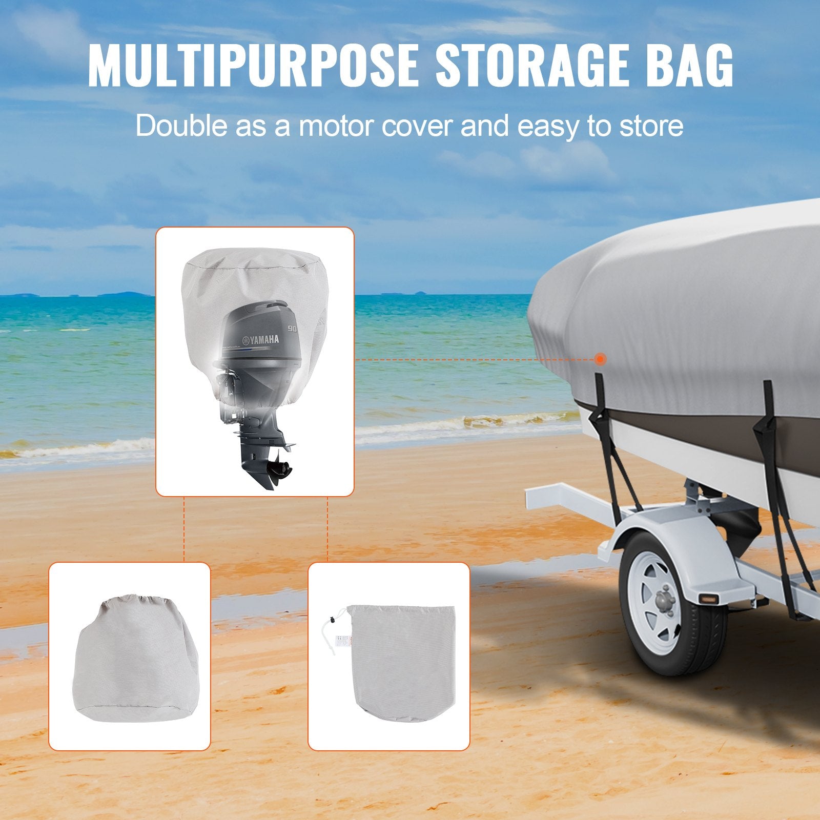 Boat Cover 600D Waterproof 17-19 ft Boat Cover V-Hull Tri-Hull Runabout V952-TYCZ600D1719PWYFKV0