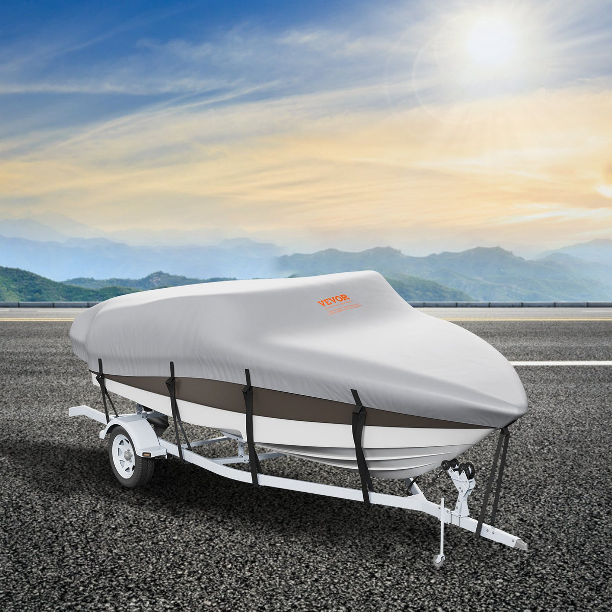 Boat Cover 600D Waterproof 17-19 ft Boat Cover V-Hull Tri-Hull Runabout V952-TYCZ600D1719PWYFKV0