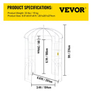 Birdcage Shape Garden Arbor, 9\' High x 6.6\' Wide, Heavy Duty Wrought Iron Arbor, Wedding Arch Trellis for V952-TYHYGMYCBSNL9I8V7V0