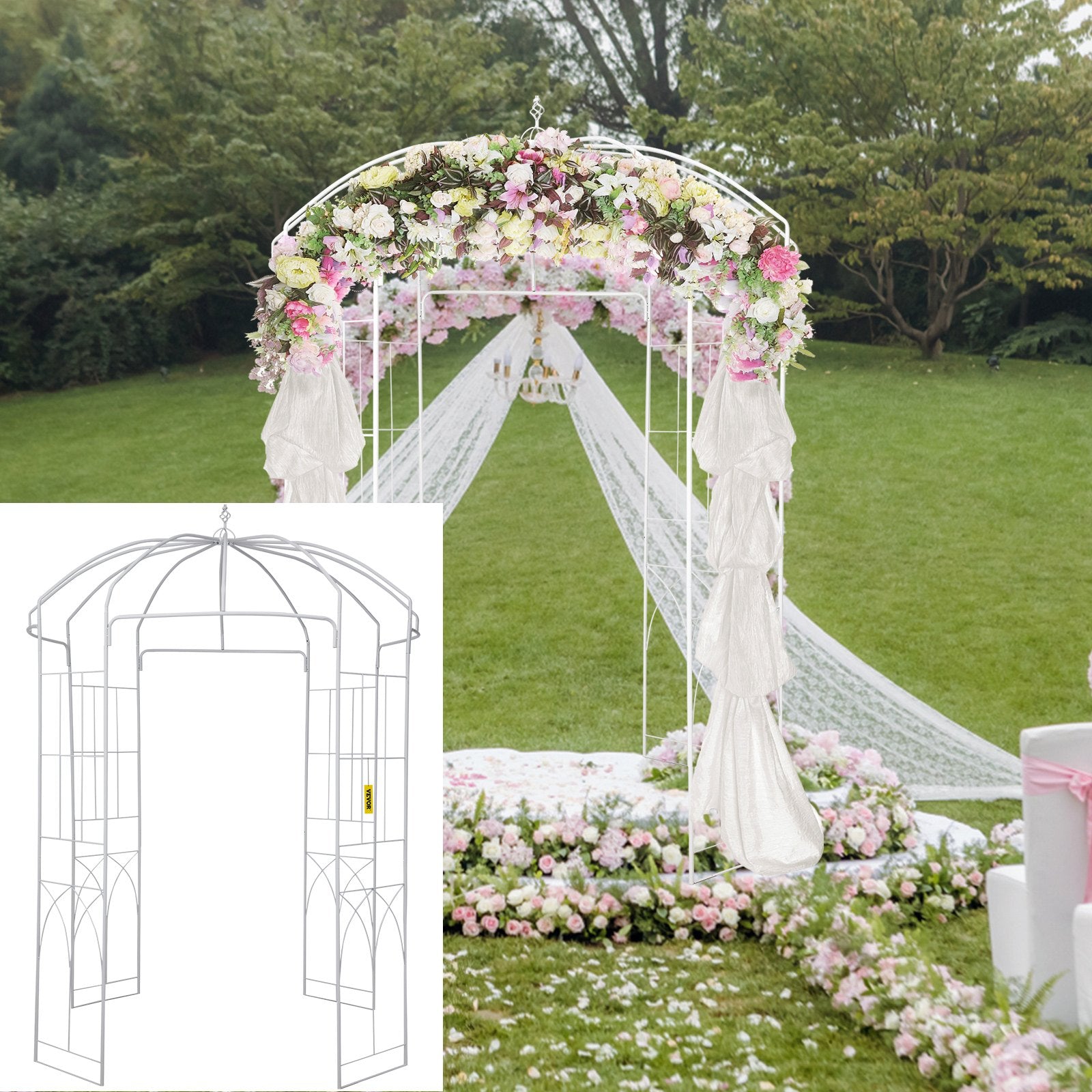 Birdcage Shape Garden Arbor, 9\' High x 6.6\' Wide, Heavy Duty Wrought Iron Arbor, Wedding Arch Trellis for V952-TYHYGMYCBSNL9I8V7V0