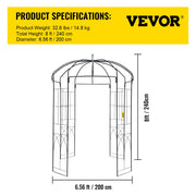 Birdcage Shape Garden Arbor, 2.44m High, 1.59m Wide, Heavy Duty Wrought Iron Arbor, Wedding Arch Trellis for V952-TYHYGMYCHSNL81TY6V0