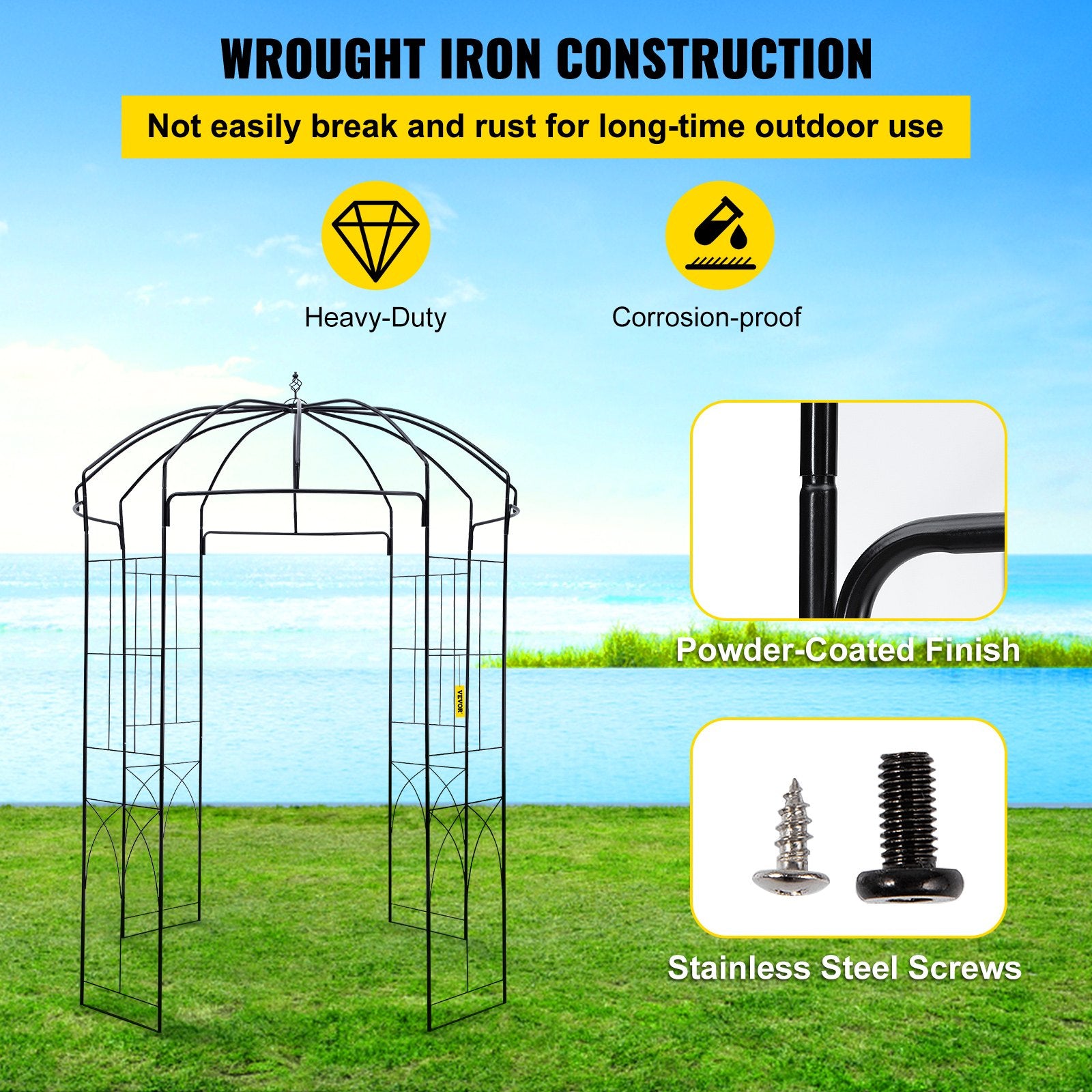 Birdcage Shape Garden Arbor, 9\' High x 6.6\' Wide, Heavy Duty Wrought Iron Arbor, Wedding Arch Trellis for V952-TYHYGMYCHSNL9G07VV0