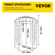 Birdcage Shape Garden Arbor, 9\' High x 6.6\' Wide, Heavy Duty Wrought Iron Arbor, Wedding Arch Trellis for V952-TYHYGMYCHSNL9G07VV0
