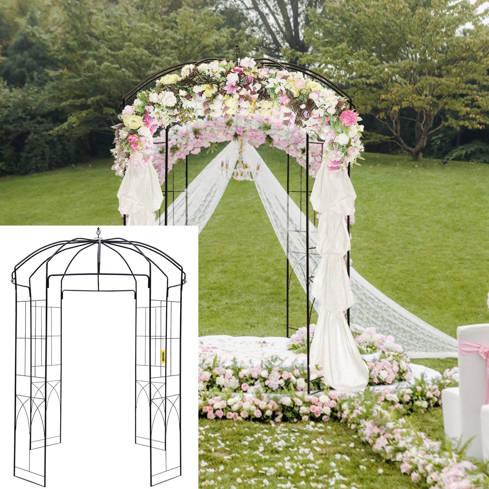 Birdcage Shape Garden Arbor, 9\' High x 6.6\' Wide, Heavy Duty Wrought Iron Arbor, Wedding Arch Trellis for V952-TYHYGMYCHSNL9G07VV0