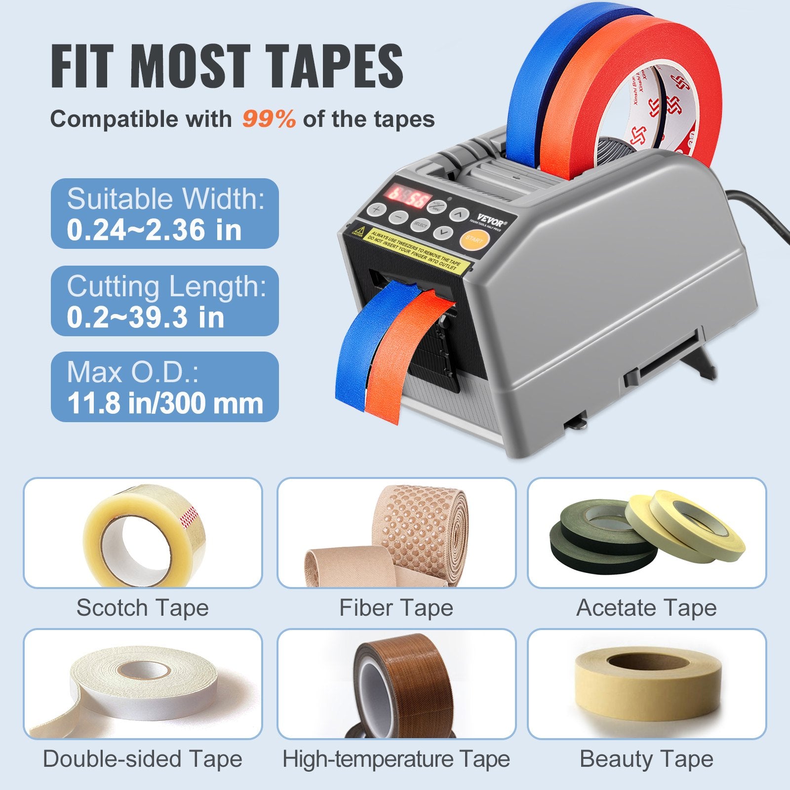 Automatic Tape Dispenser, Self-Adhesive Electric Tape Cutter, 25 W Packaging Machine, Tape Cutter, 6-60 mm V952-TYJDDDK60MMZYWC8CV3