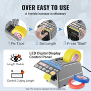 Automatic Tape Dispenser, Self-Adhesive Electric Tape Cutter, 25 W Packaging Machine, Tape Cutter, 6-60 mm V952-TYJDDDK60MMZYWC8CV3