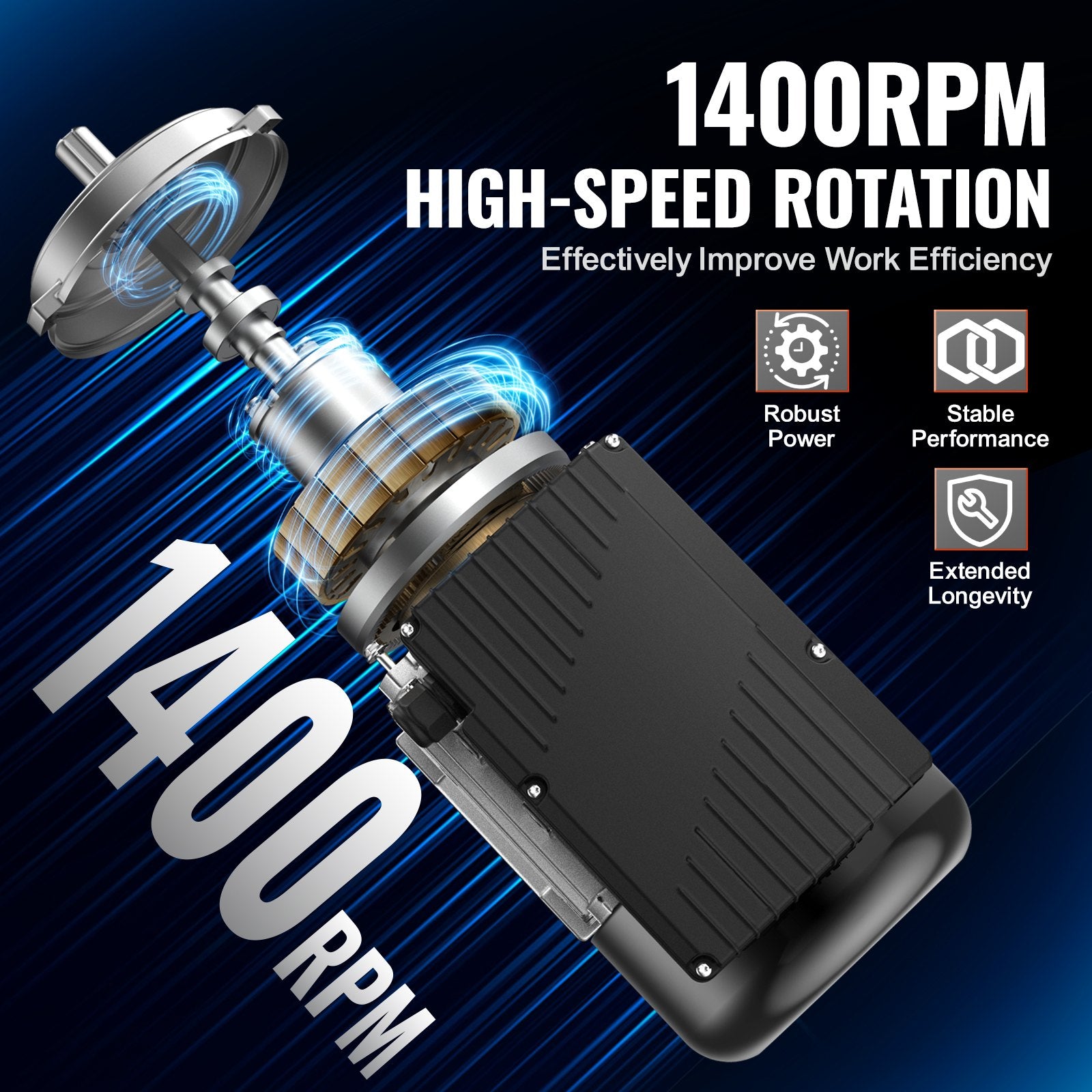 0.75KW Electric Motor 1400 rpm, AC 220~240V 5.45A, 80, B3 Frame, Air Compressor Motor Single Phase, 19mm V952-TYJLIECDJ1406H7Z4V7