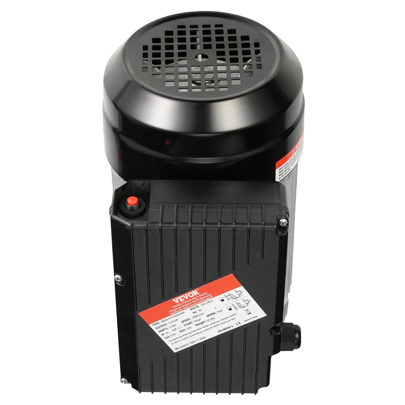 0.75KW Electric Motor 1400 rpm, AC 220~240V 5.45A, 80, B34 Frame, Air Compressor Motor Single Phase, 19mm V952-TYJLIECDJ172IOHFKV7