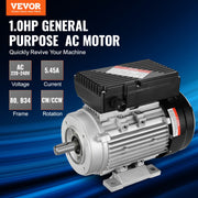 0.75KW Electric Motor 1400 rpm, AC 220~240V 5.45A, 80, B34 Frame, Air Compressor Motor Single Phase, 19mm V952-TYJLIECDJ172IOHFKV7