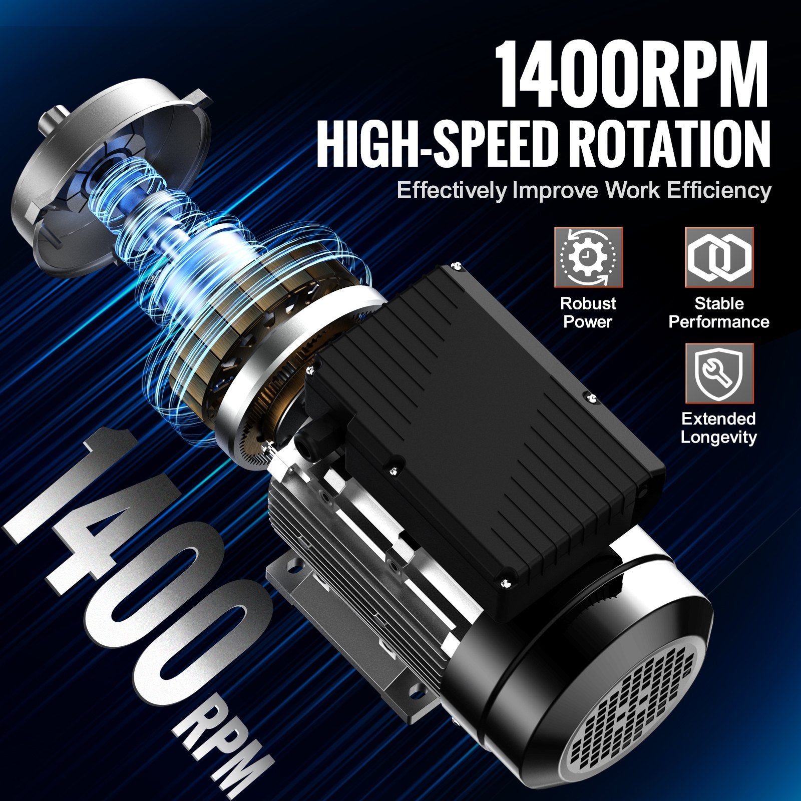 0.75KW Electric Motor 1400 rpm, AC 220~240V 5.45A, 80, B34 Frame, Air Compressor Motor Single Phase, 19mm V952-TYJLIECDJ172IOHFKV7