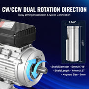 0.75KW Electric Motor 1400 rpm, AC 220~240V 5.45A, 80, B34 Frame, Air Compressor Motor Single Phase, 19mm V952-TYJLIECDJ172IOHFKV7