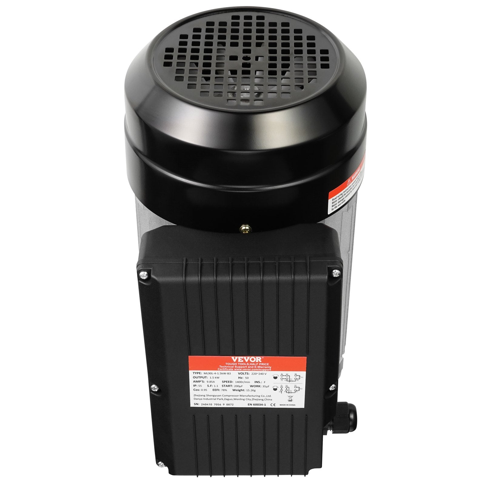 1.5KW Electric Motor 1400 rpm, AC 220~240V 9.85A, 90L, B3 Frame, Air Compressor Motor Single Phase, 24mm V952-TYJLIECDJ172RCGCBV7