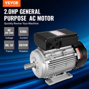 1.5KW Electric Motor 1400 rpm, AC 220~240V 9.85A, 90L, B3 Frame, Air Compressor Motor Single Phase, 24mm V952-TYJLIECDJ172RCGCBV7