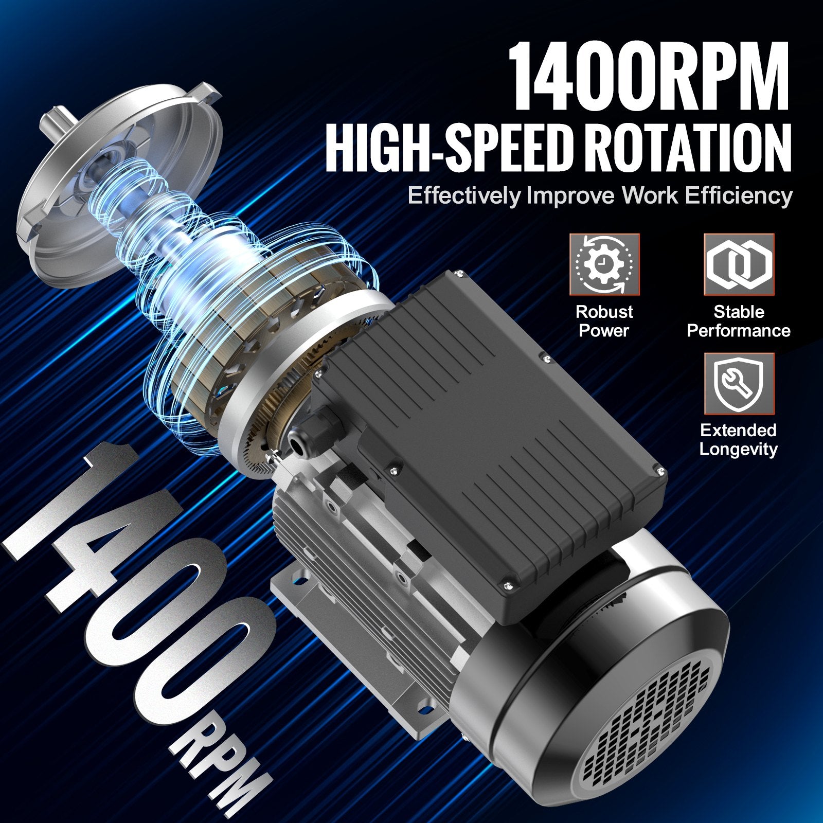 1.5KW Electric Motor 1400 rpm, AC 220~240V 9.85A, 90L, B3 Frame, Air Compressor Motor Single Phase, 24mm V952-TYJLIECDJ172RCGCBV7
