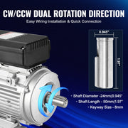 1.5KW Electric Motor 1400 rpm, AC 220~240V 9.85A, 90L, B3 Frame, Air Compressor Motor Single Phase, 24mm V952-TYJLIECDJ172RCGCBV7