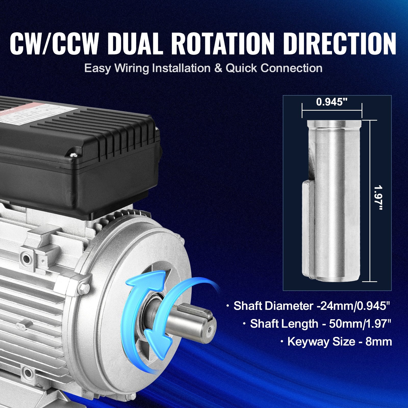 1.5KW Electric Motor 1400 rpm, AC 220~240V 9.85A, 90L, B3 Frame, Air Compressor Motor Single Phase, 24mm V952-TYJLIECDJ172RCGCBV7